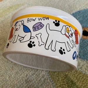 Heavy Ceramic Dog-Themed Food Water Bowl